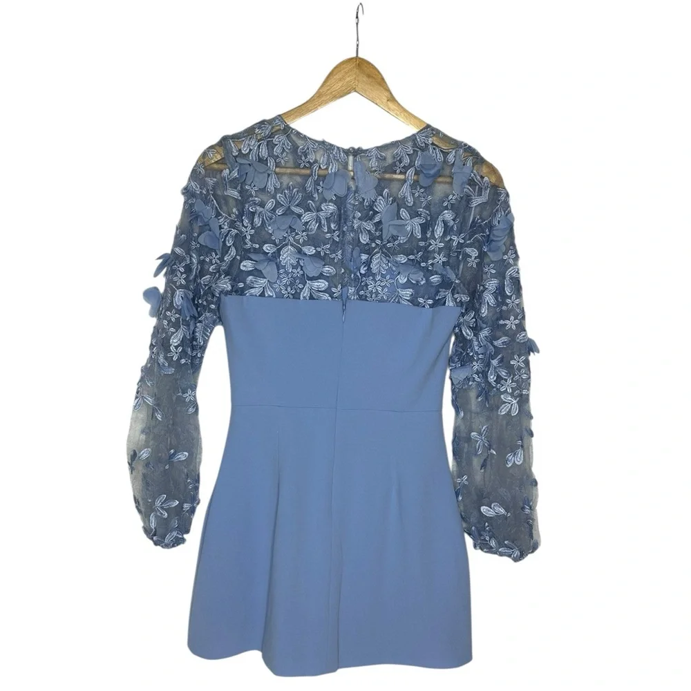 NWT Dress The Population MILA Embellished Lace Trim Long Sleeve Mini Dress m - Picture 8 of 16